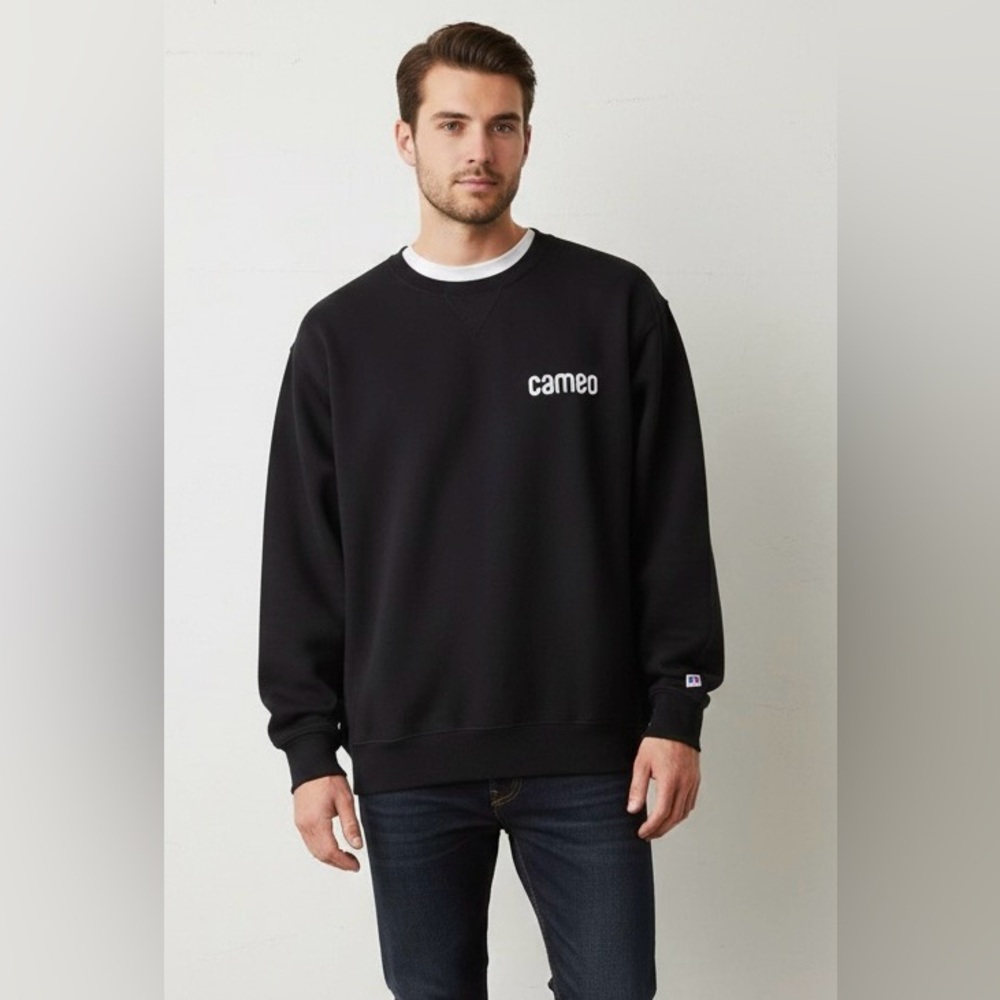 Russel Athletic Vintage Black Crewneck Long Sleeve Fleece Lined Sweatshirt Large